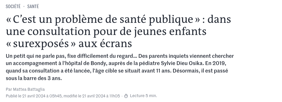 image le monde La surexposition des écrans chez les enfants