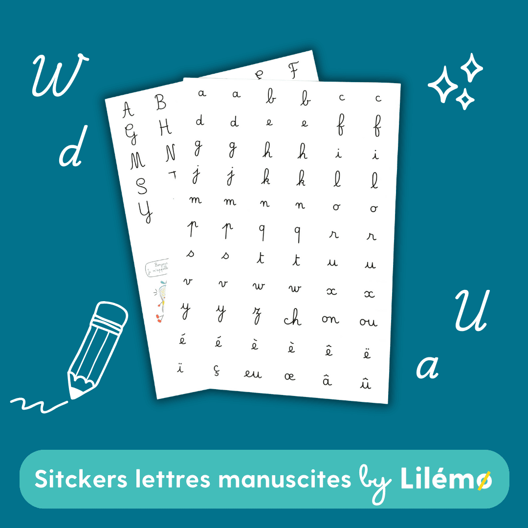 Stickers lettres manuscrites à utiliser avec Lilémø